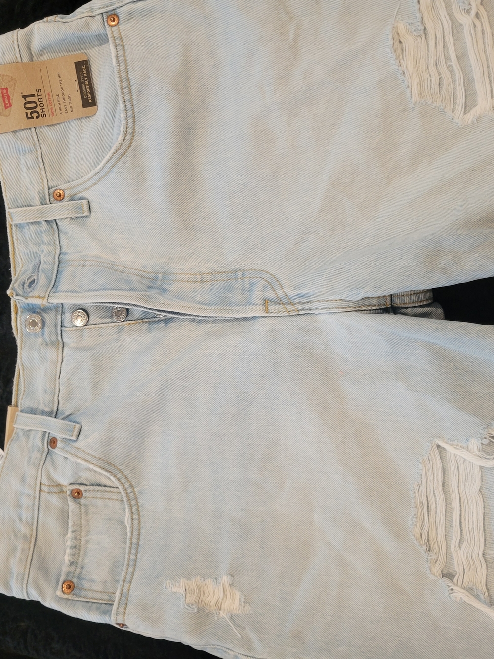 Levi's 501 Light Wash Distressed Denim Shorts